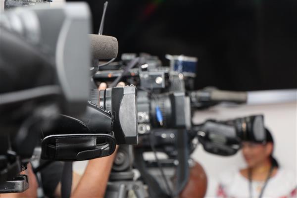 A line of TV cameras